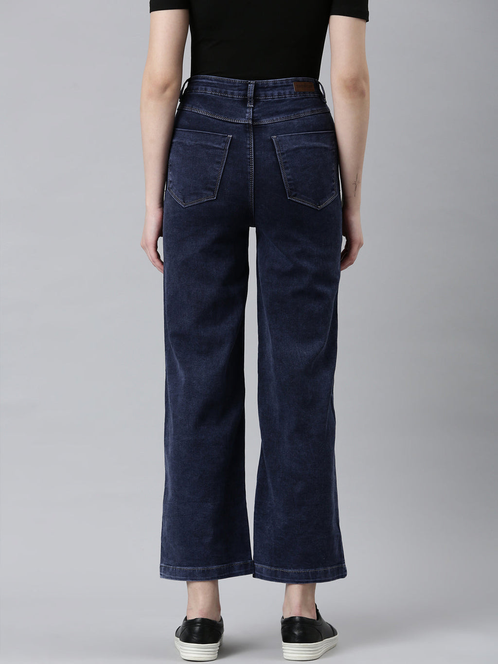 Women's Navy Blue Mid Rise Jean Mom Fit Retro Denim Jeans