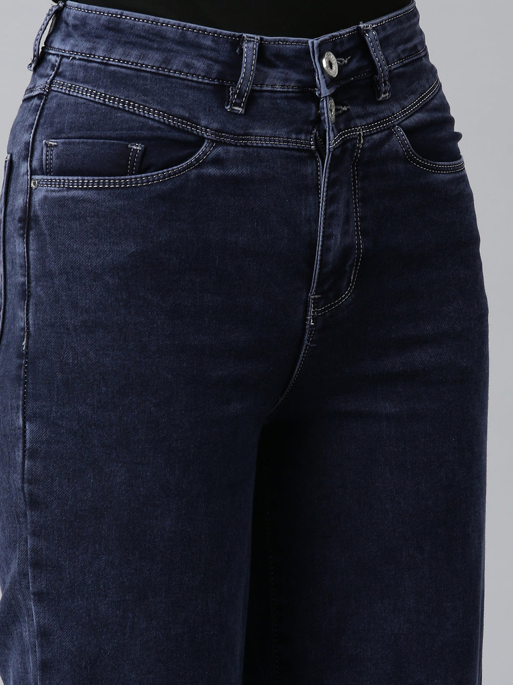 Women's Navy Blue Mid Rise Jean Mom Fit Retro Denim Jeans