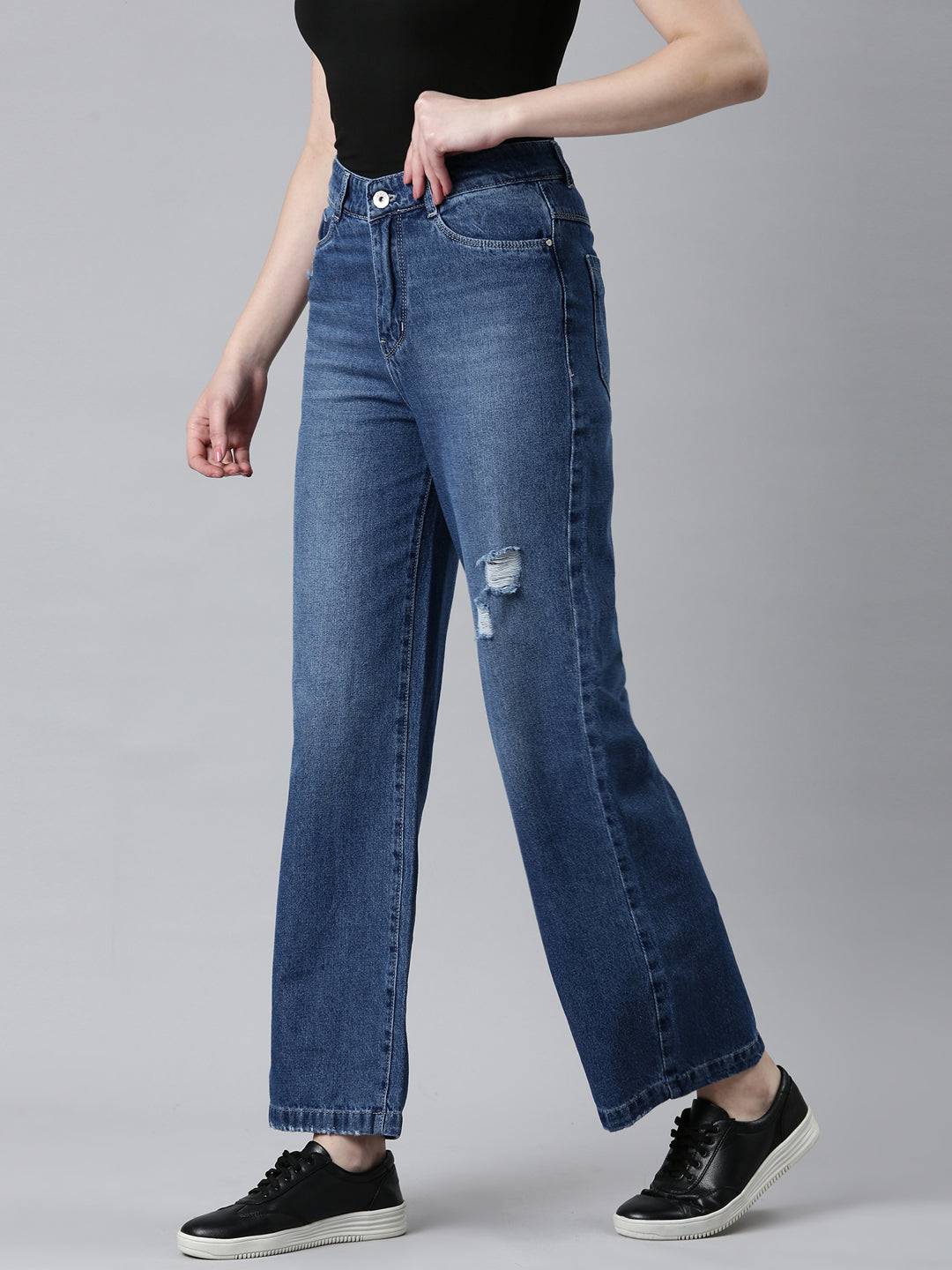Women's Blue Jean Wide Leg High-Rise Light Fade Denim Jeans