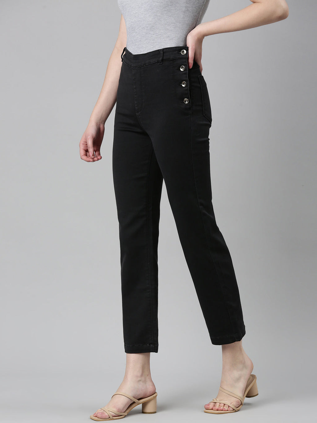 Women's Black Jean Straight Fit Denim Jeans