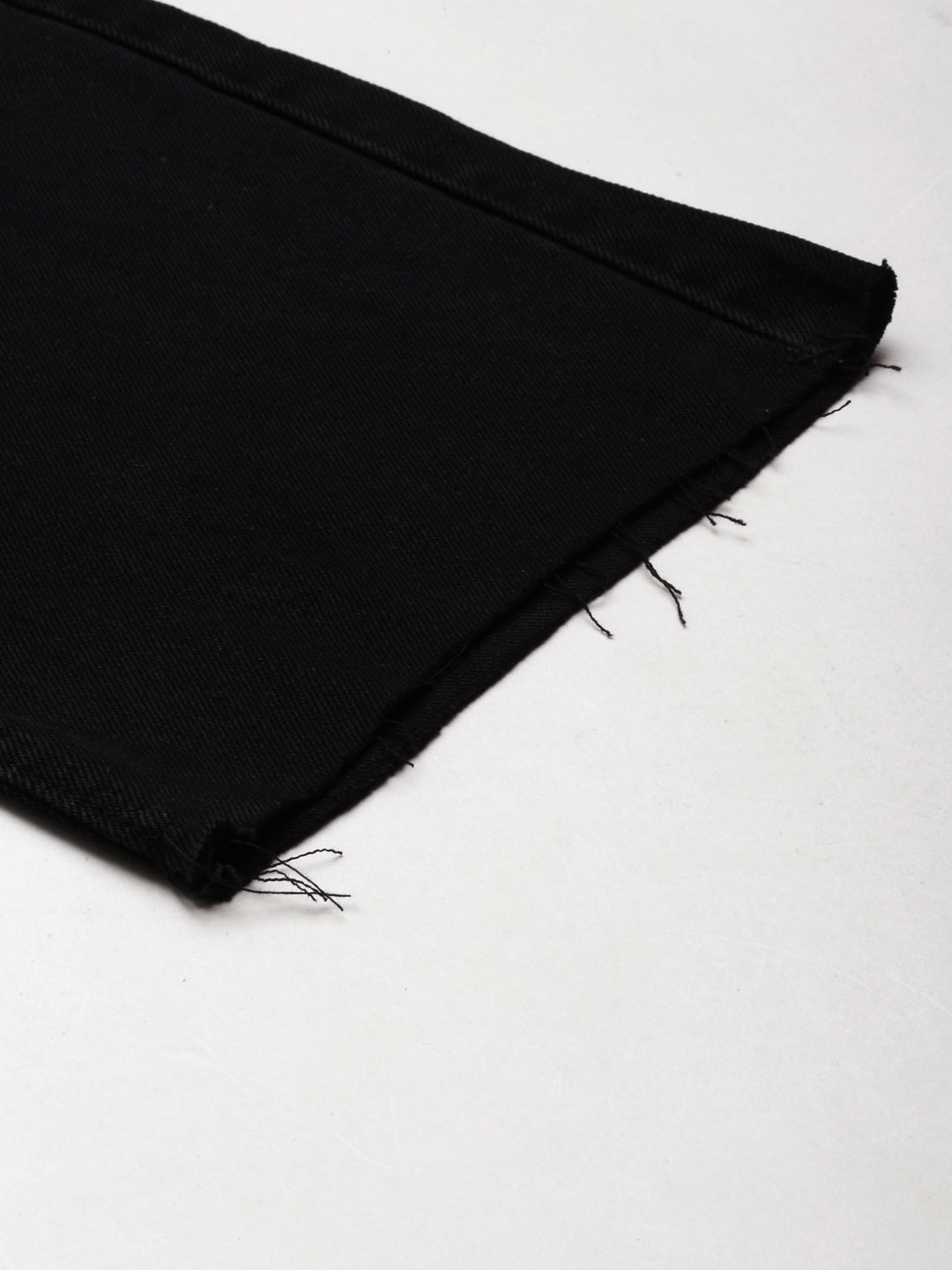 Women's Black High-Rise Wide Leg Non Denim Cotton Jeans