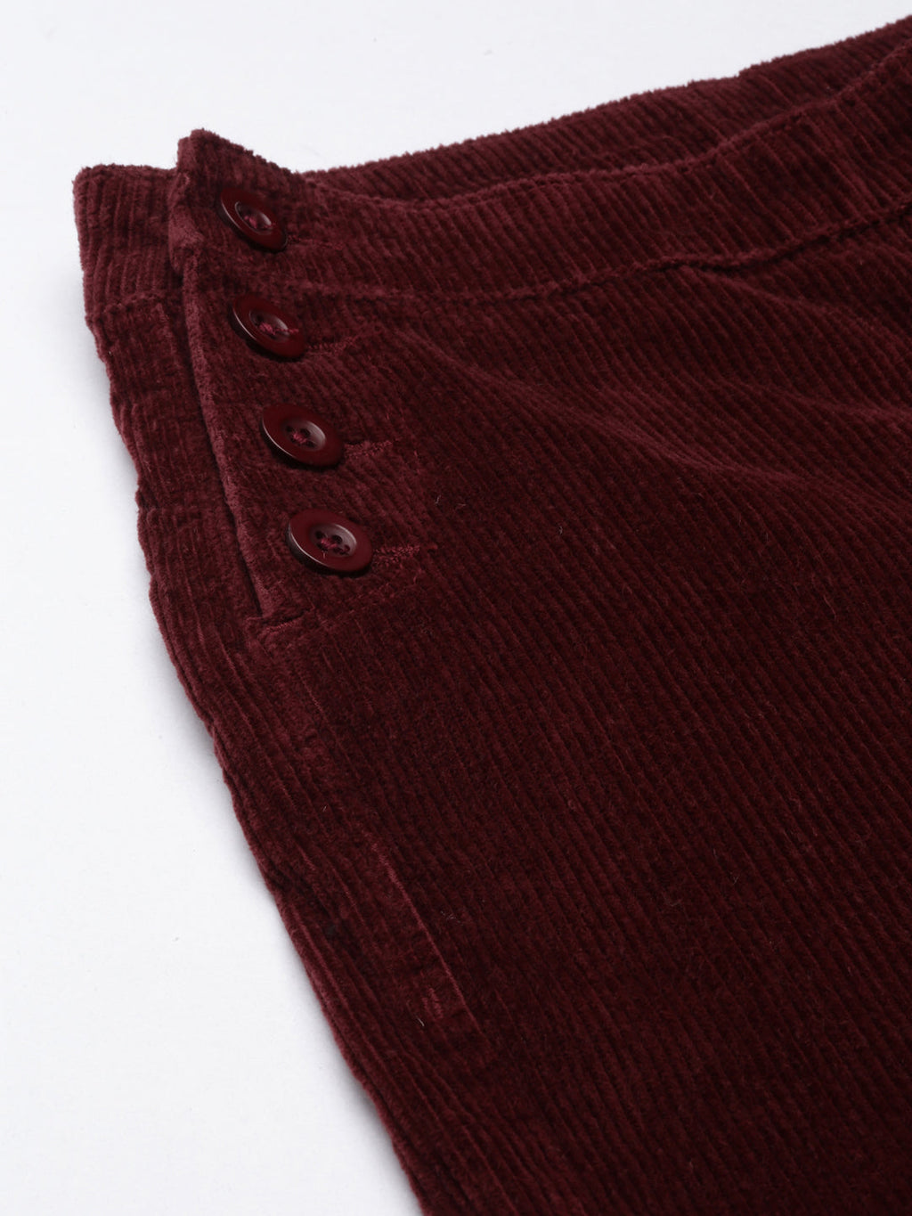 Women's Red Straight Fit High-Rise Parallel Trousers