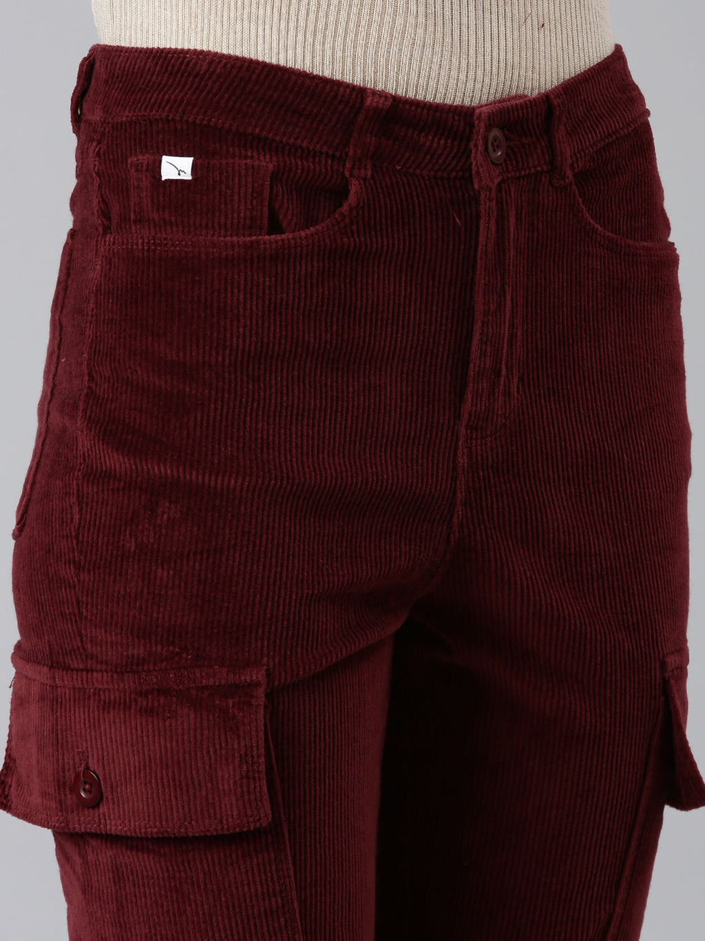 Women's Burgandy Slim Fit High-Rise Joggers