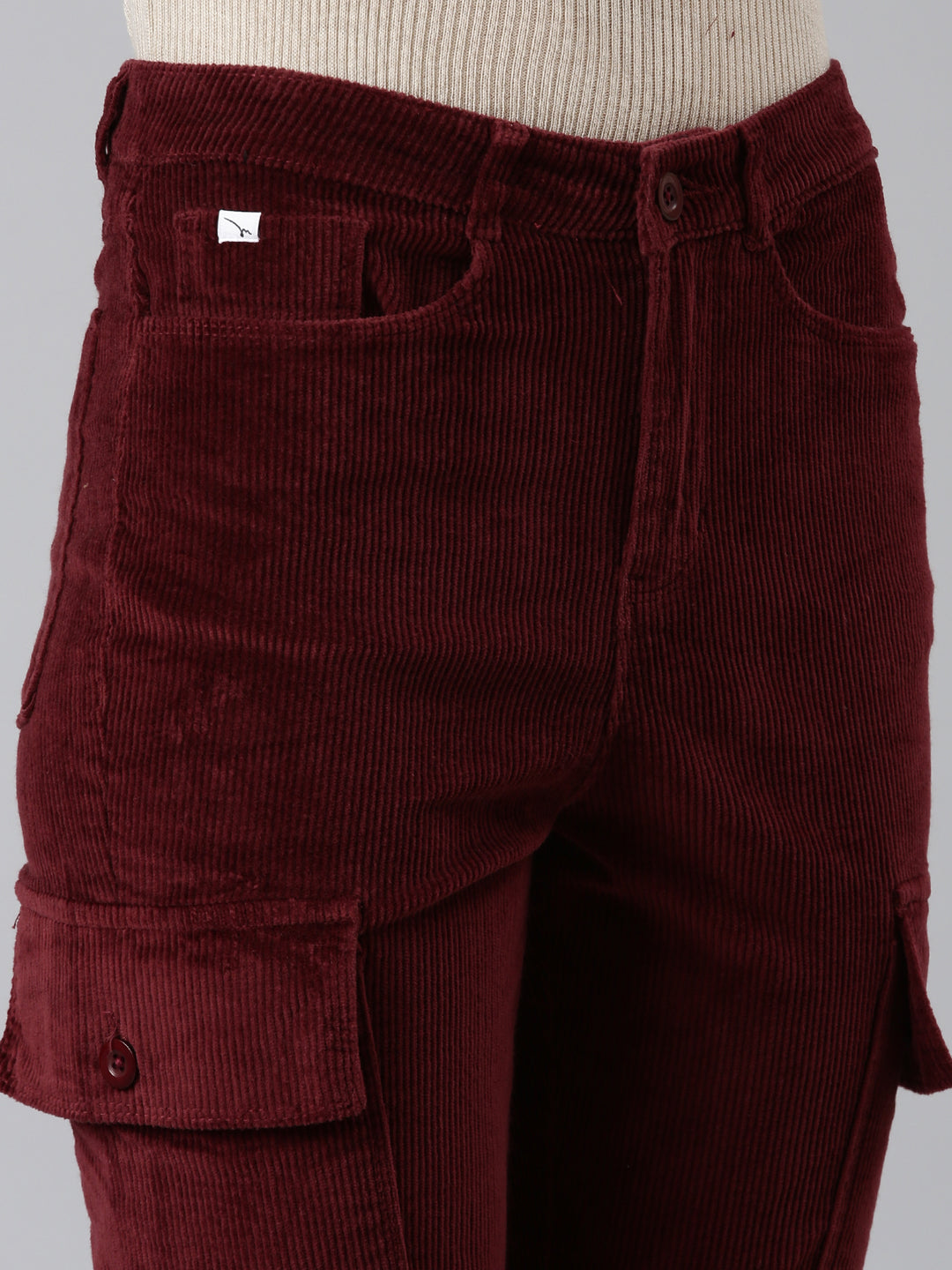 Women's Burgandy Slim Fit High-Rise Joggers