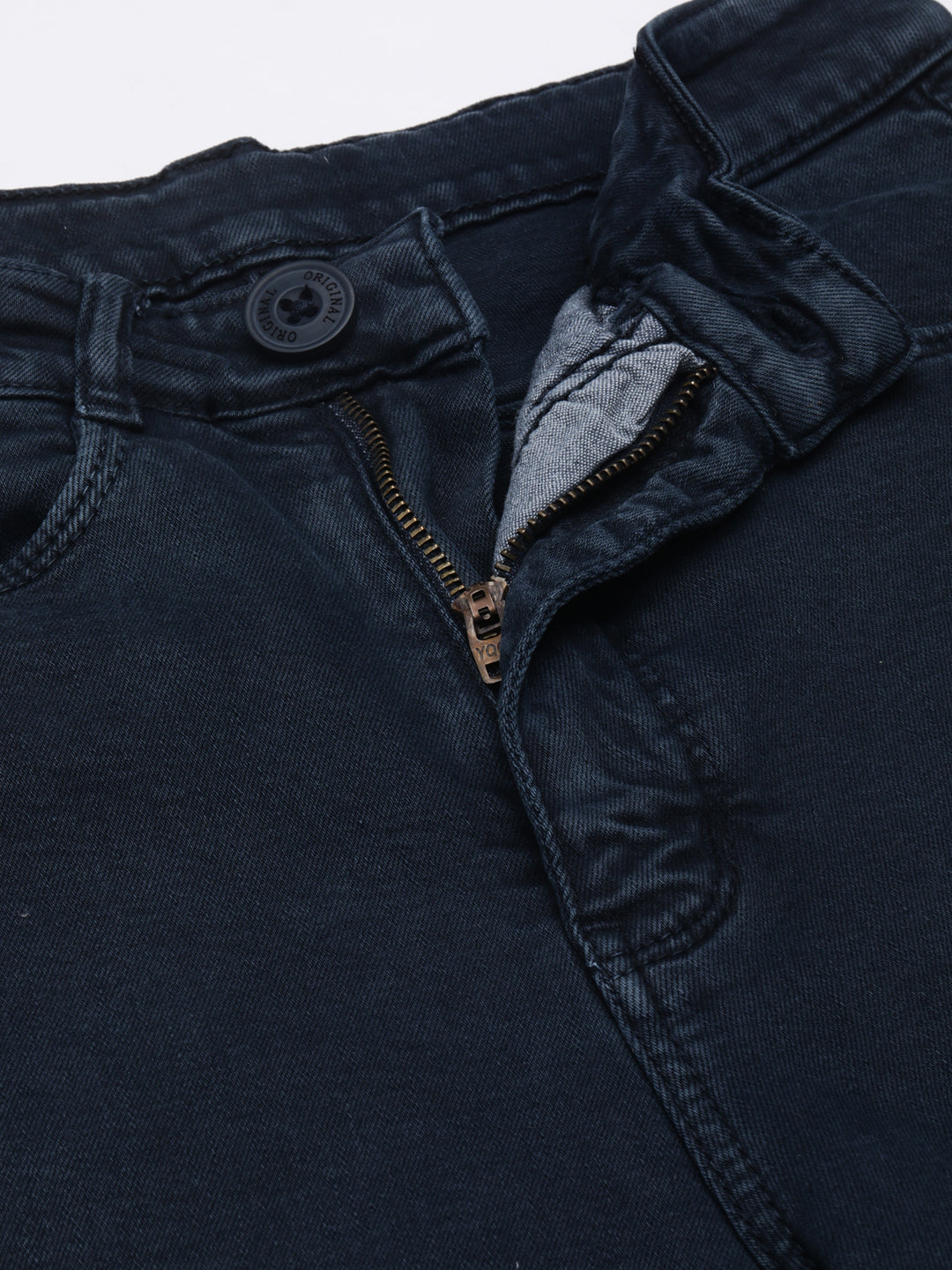 Women's Navy Blue Mid Rise Clean Look Straight Fit Denim Jeans