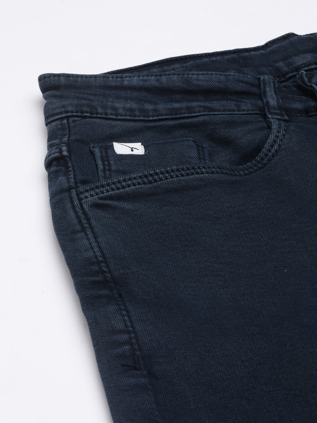 Women's Navy Blue Mid Rise Clean Look Straight Fit Denim Jeans