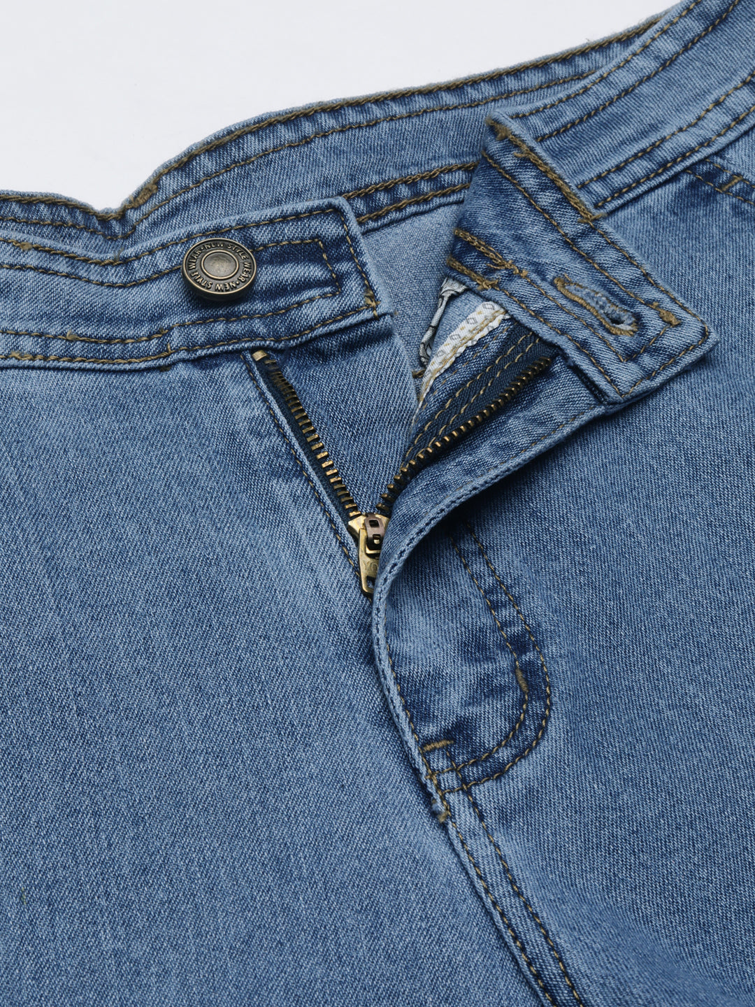 Women's Blue Wide Leg Fit Acid Wash Denim Cargo Jeans