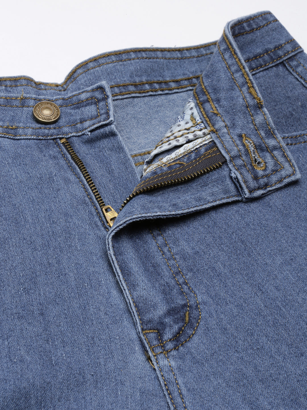 Women's Blue Wide Leg Acid Wash Denim Stretchable Jeans