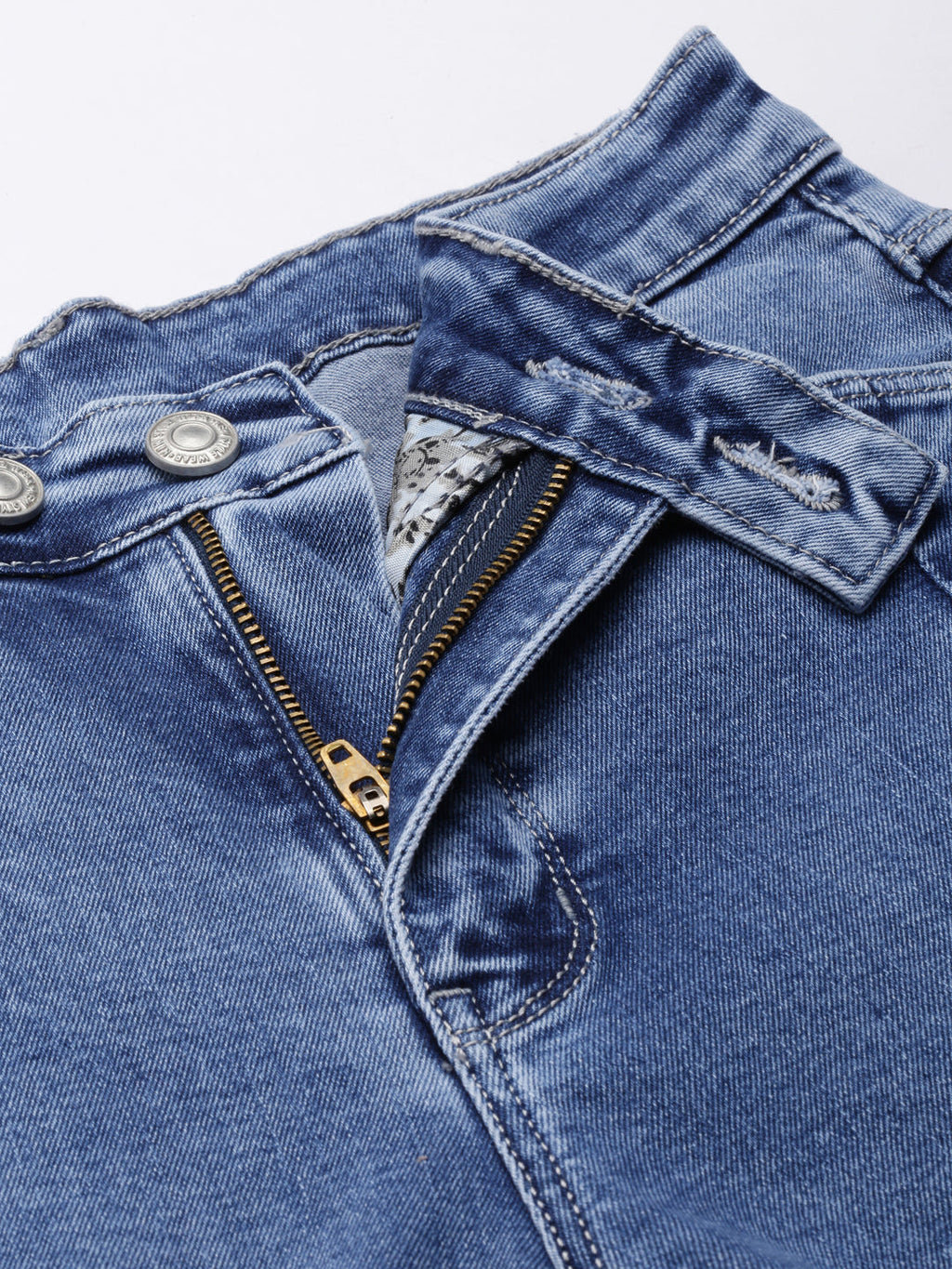 Women's Blue Wide Leg Heavy Fade Acid Wash Denim Jeans