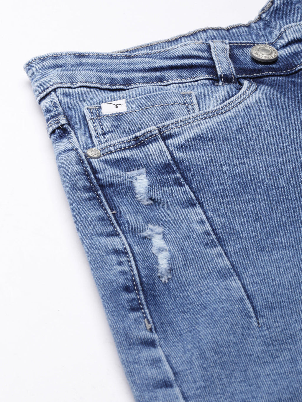 Women's Blue Wide Leg Heavy Fade Acid Wash Denim Jeans