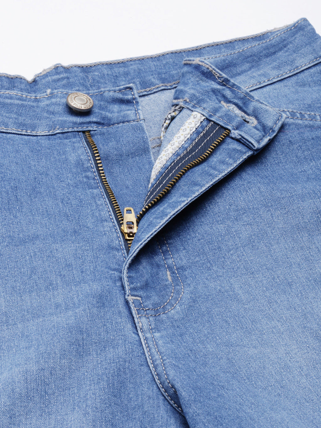 Women's Blue Wide Leg Light Fade Denim Cargo Jeans