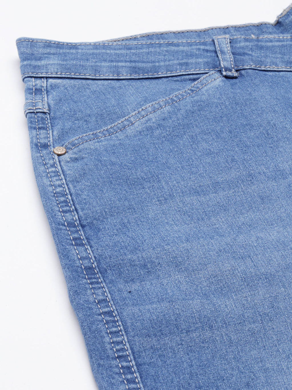 Women's Blue Wide Leg Light Fade Denim Cargo Jeans