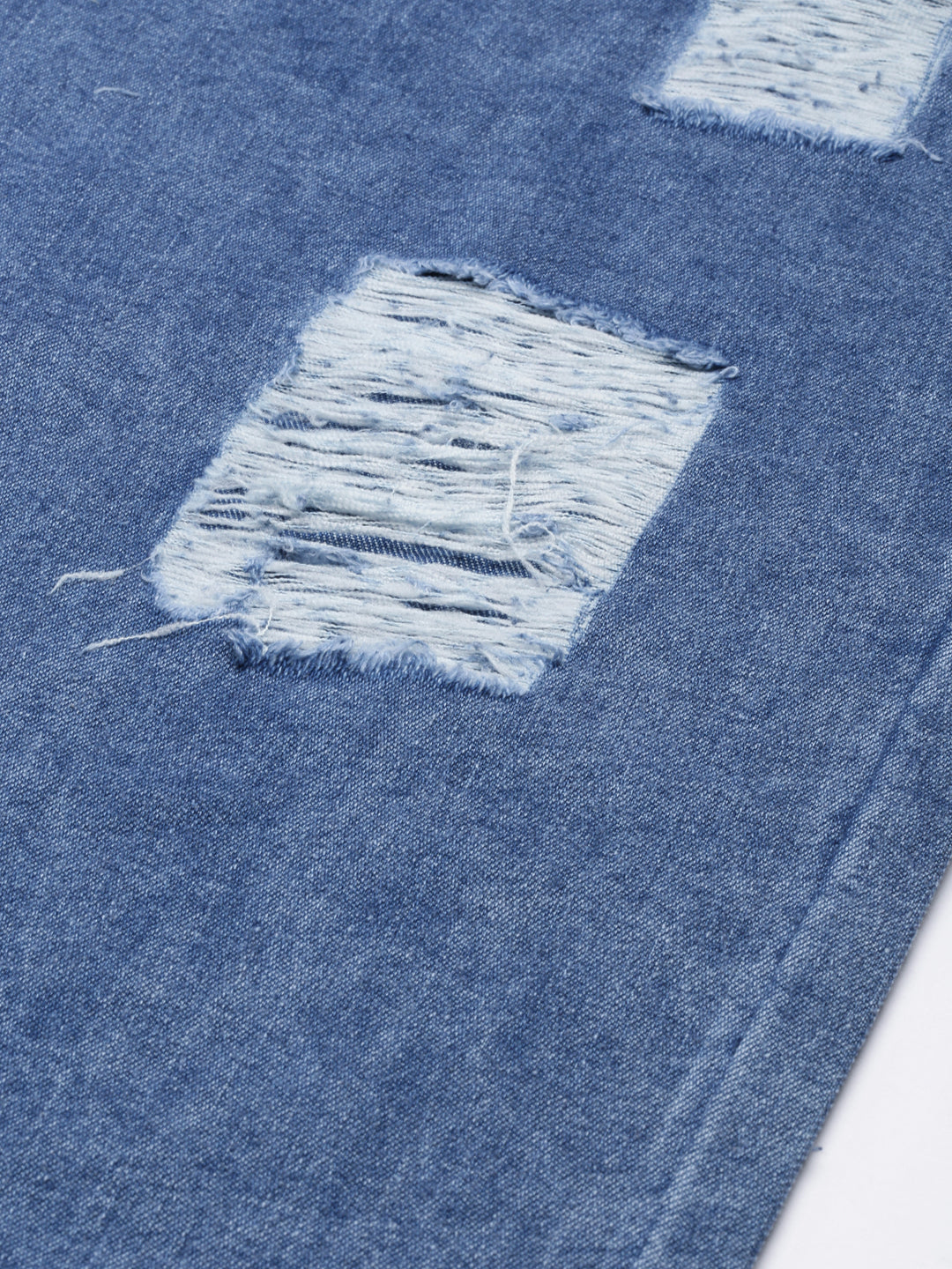 Women's Blue Solid Wide Leg Acid Wash Denim Jeans