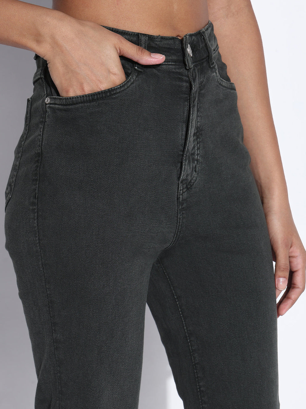 Women's Solid Olive Bootcut Jeans