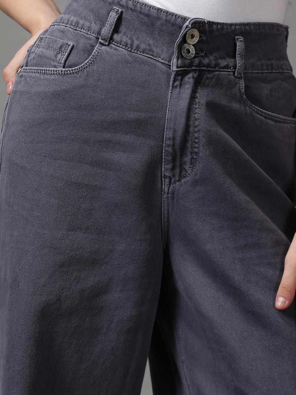 Women's Violet Wide Leg Low Distress Denim Jeans