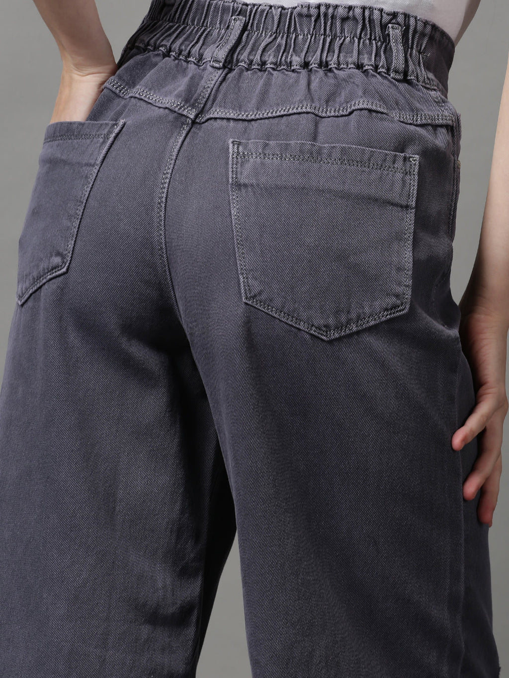 Women's Violet Wide Leg Low Distress Denim Jeans