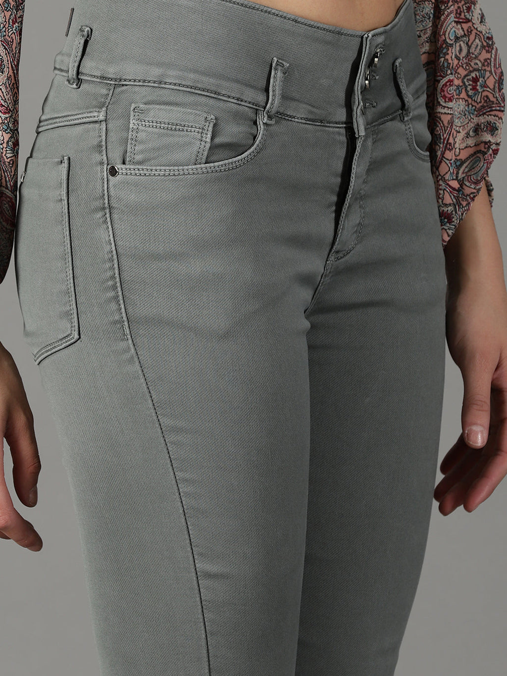 Women's Grey Clean Look High-Rise Stretchable Jeans
