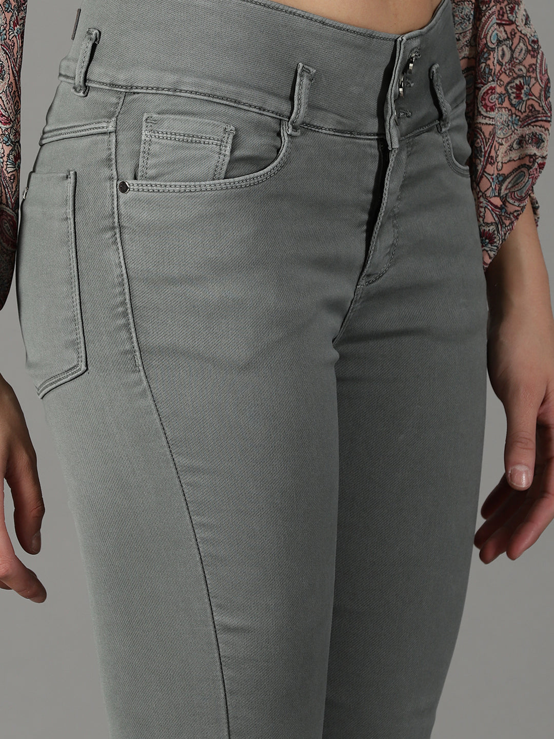 Women's Grey Clean Look High-Rise Stretchable Jeans