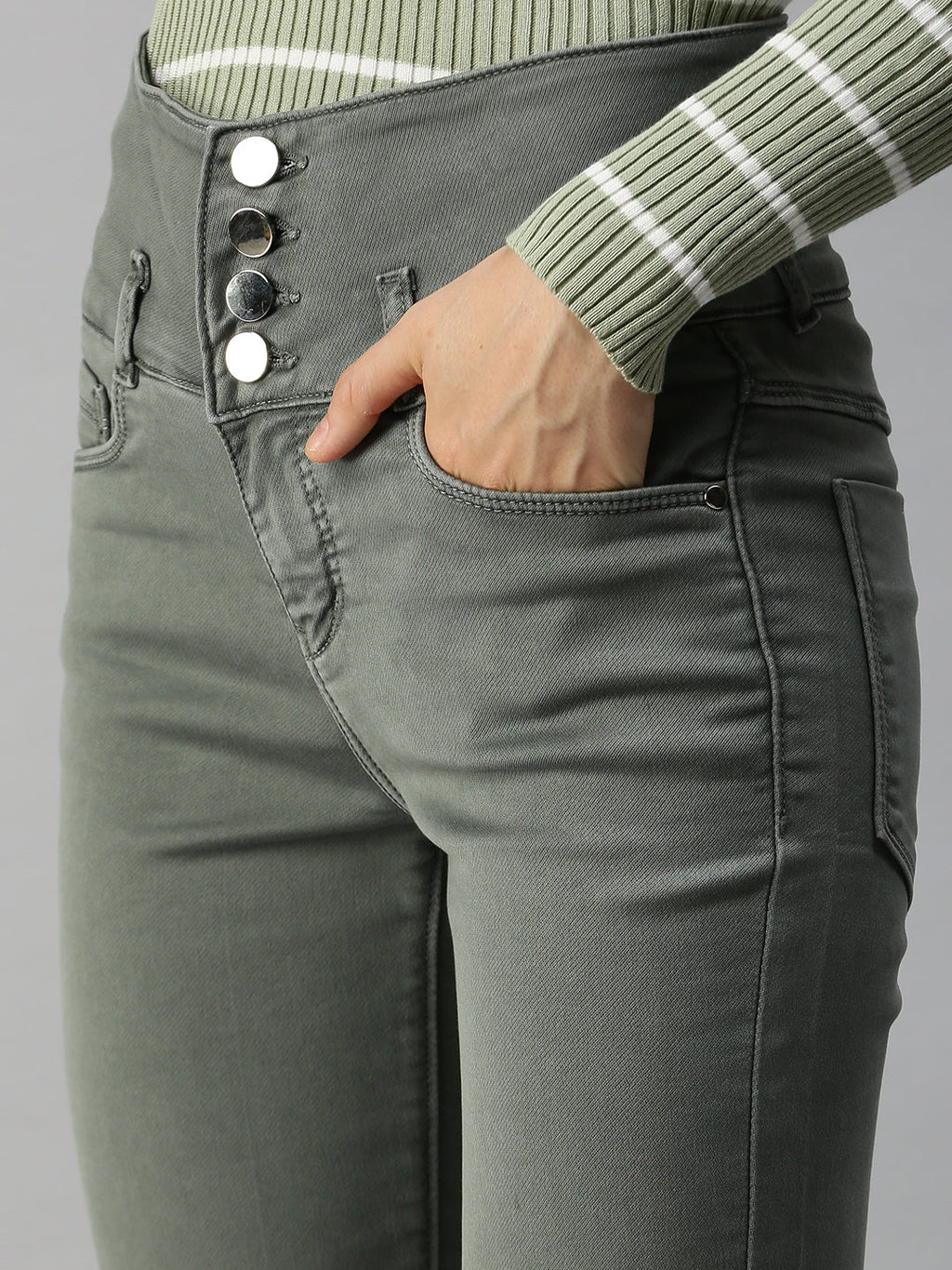 Women's Grey High-Rise Stretchable Jeans