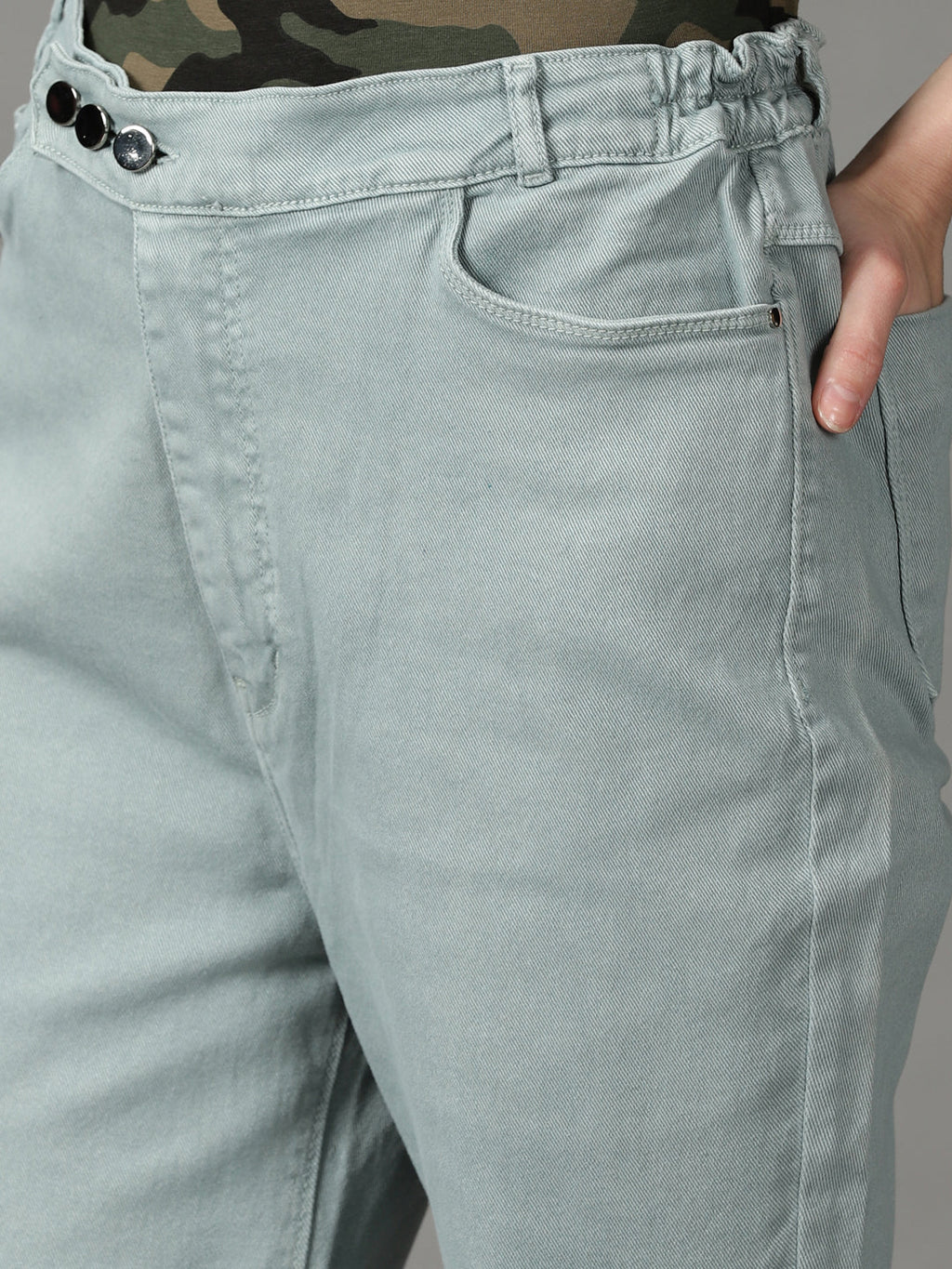 Women's Sea Green Straight Fit High-Rise Stretchable Cotton Jeans