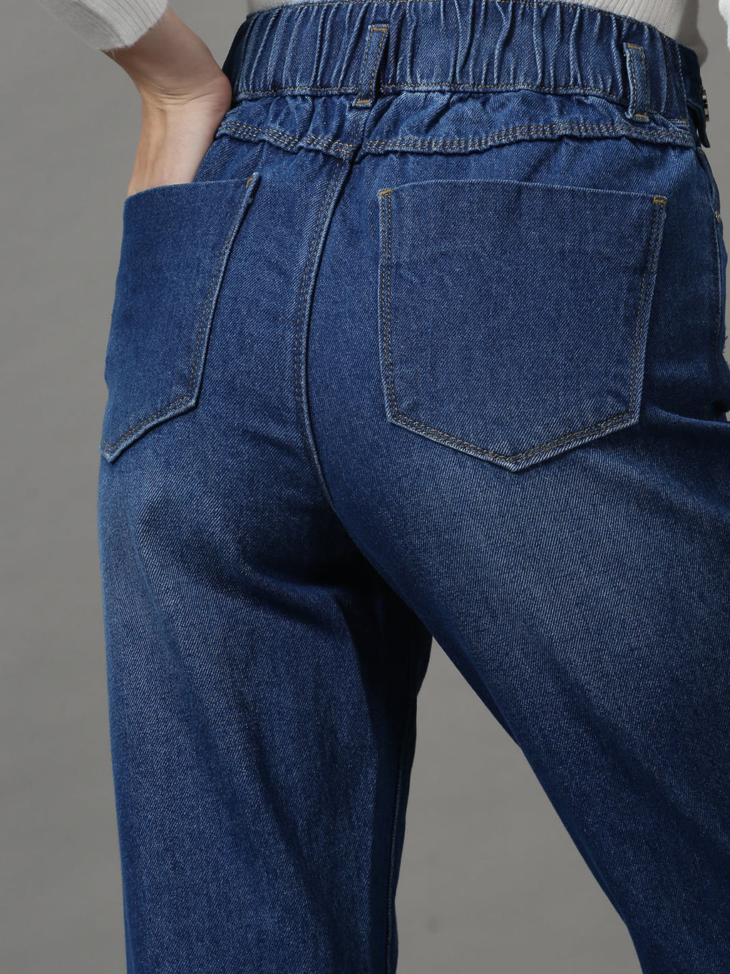 Women's Blue Boyfriend Fit Mildly Distressed Light Fade Stretchable Denim Jeans