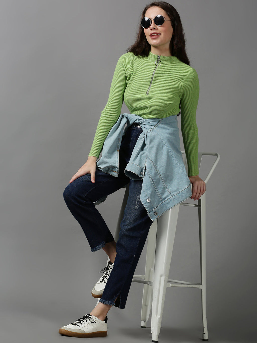 Women's Navy Blue Boyfriend Fit High-Rise Denim Jeans