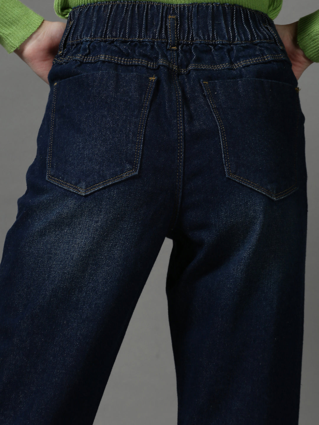 Women's Navy Blue Boyfriend Fit High-Rise Denim Jeans