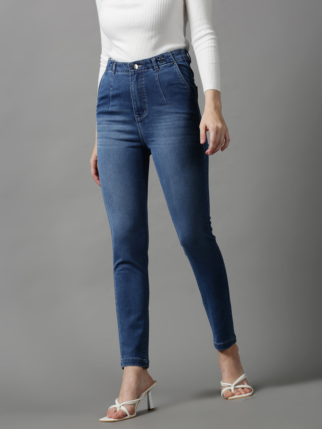 Women's Blue Skinny Fit Light Fade Stretchable Jeans