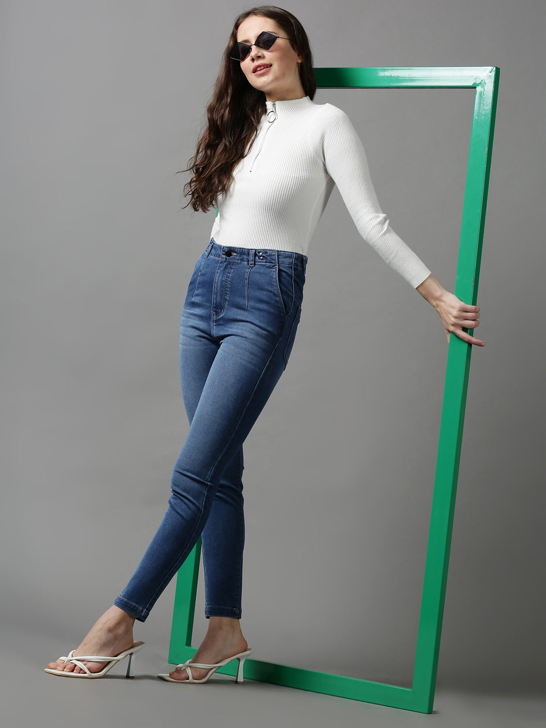 Women's Blue Skinny Fit Light Fade Stretchable Jeans