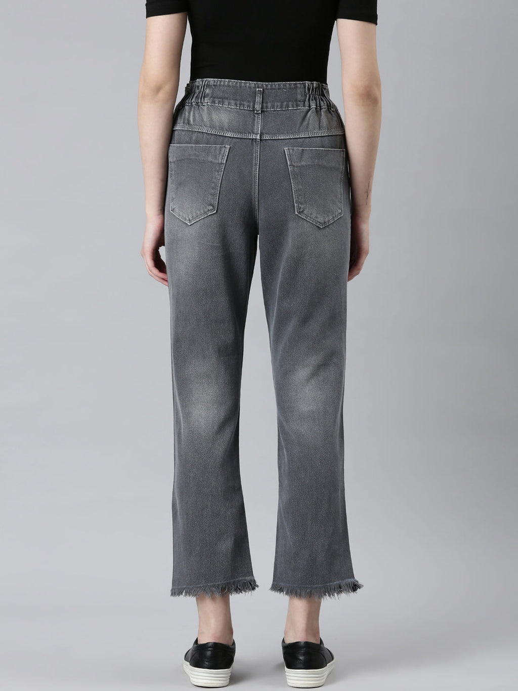 Women's Grey Boyfriend Fit Heavy Denim Jeans