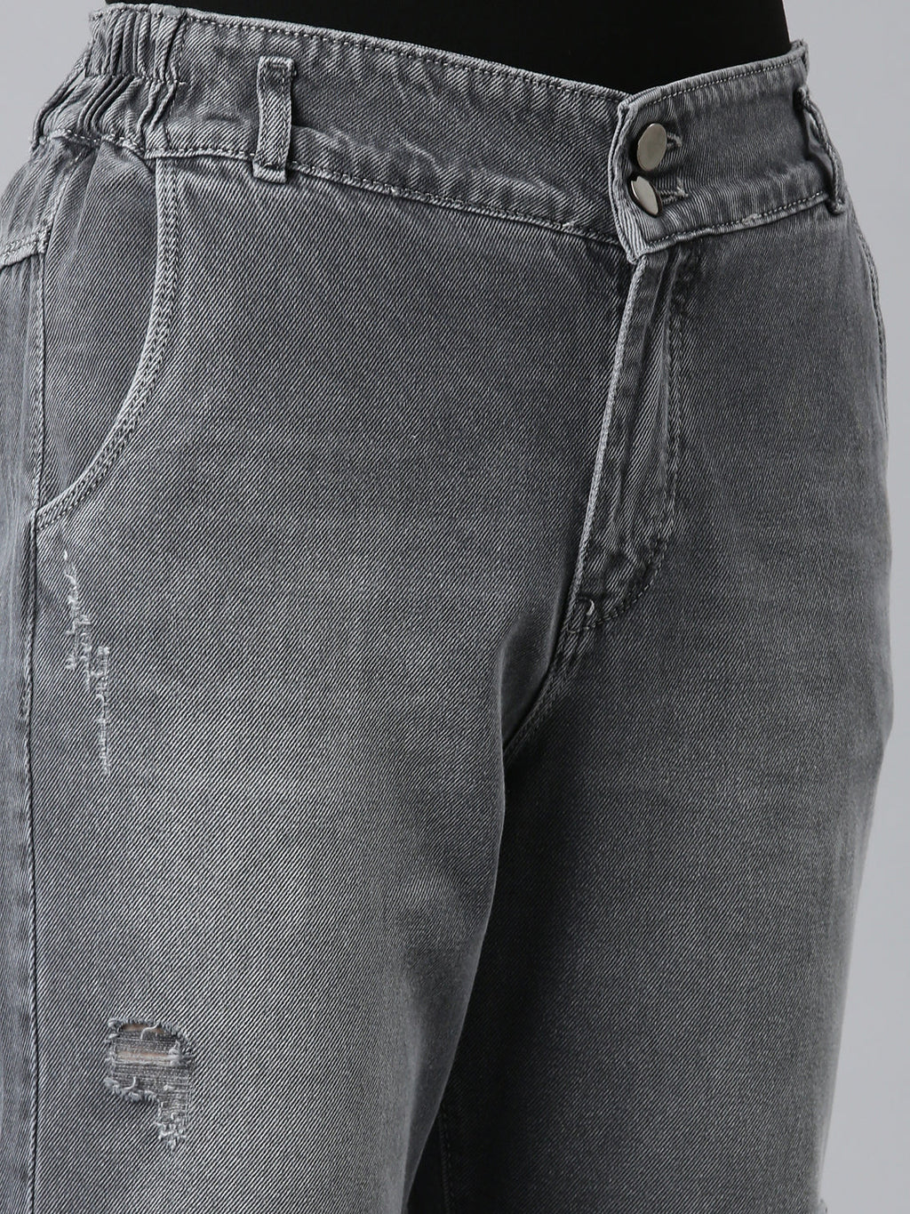 Women's Grey Boyfriend Fit Heavy Denim Jeans