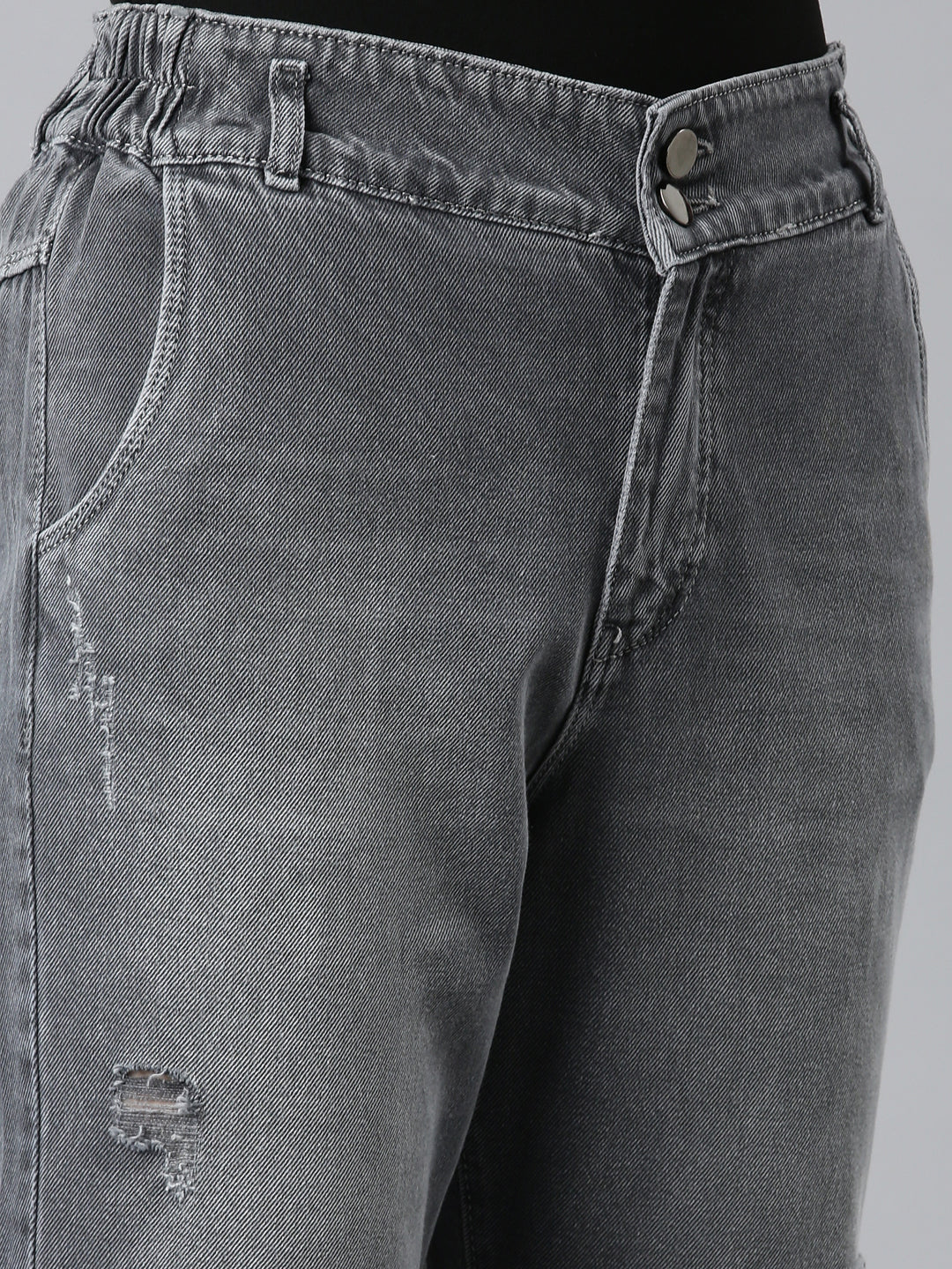 Women's Grey Boyfriend Fit Heavy Denim Jeans