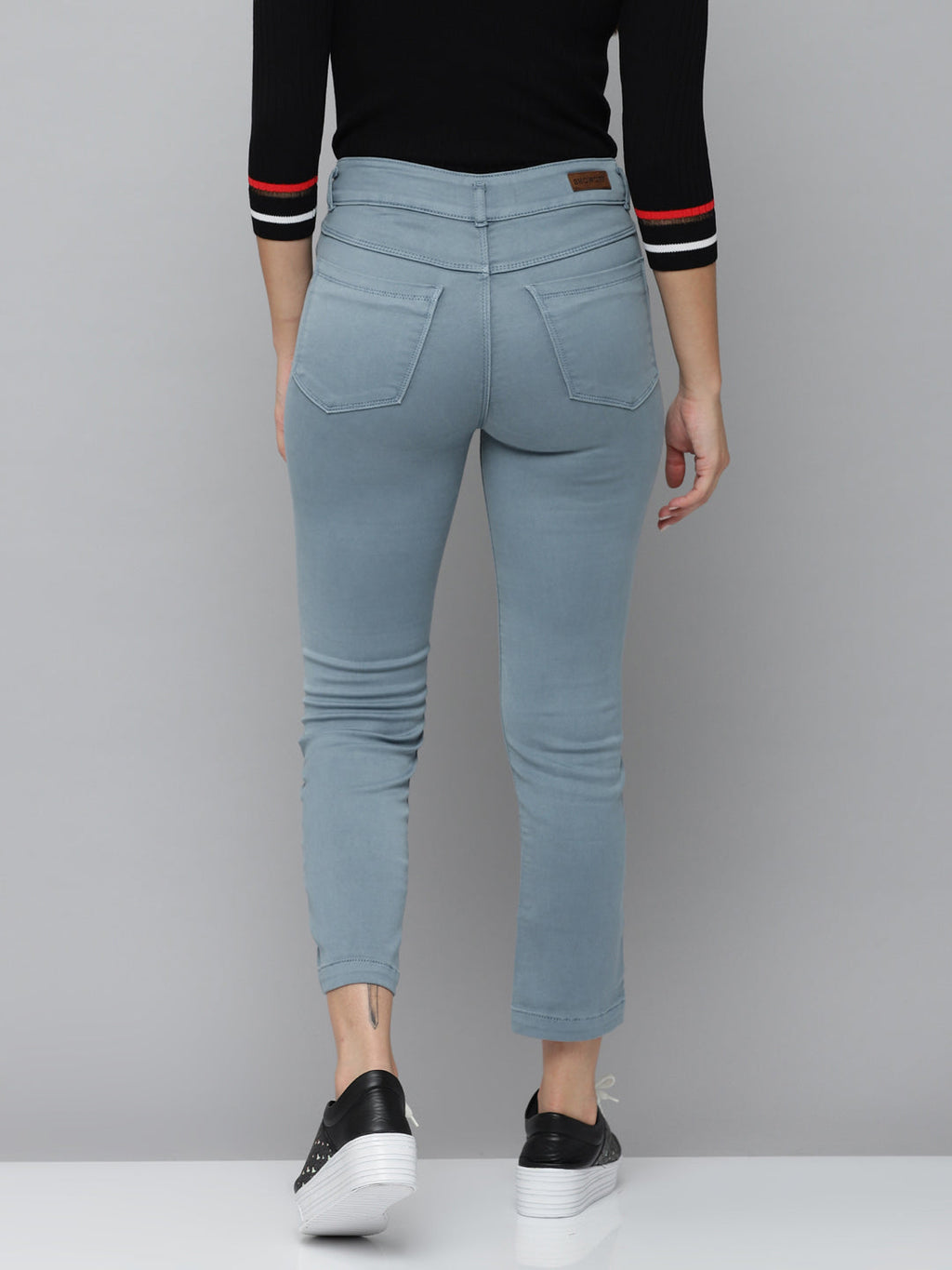 Women's Grey Jean Straight Fit High-Rise Stretchable Jeans