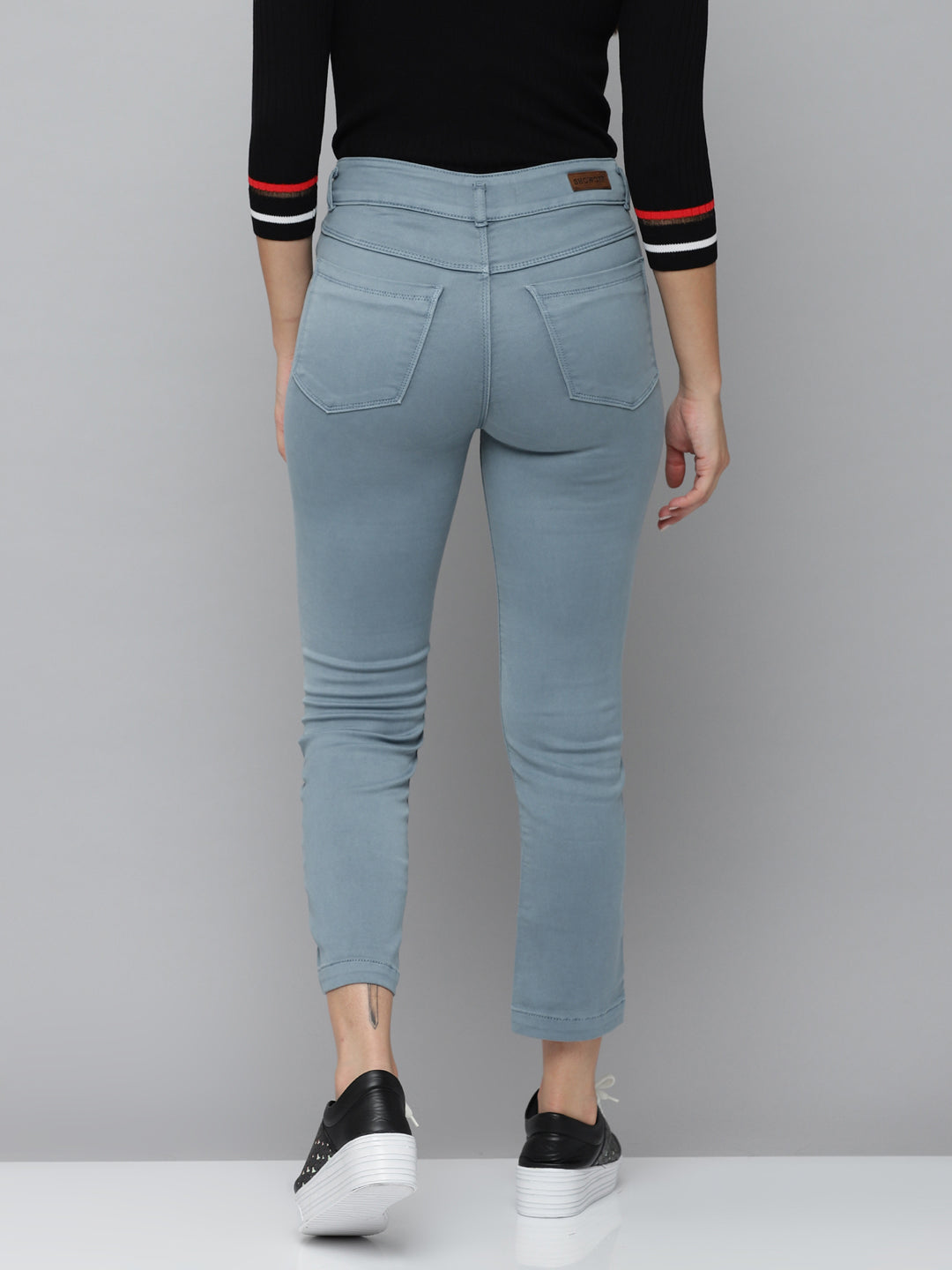 Women's Grey Jean Straight Fit High-Rise Stretchable Jeans