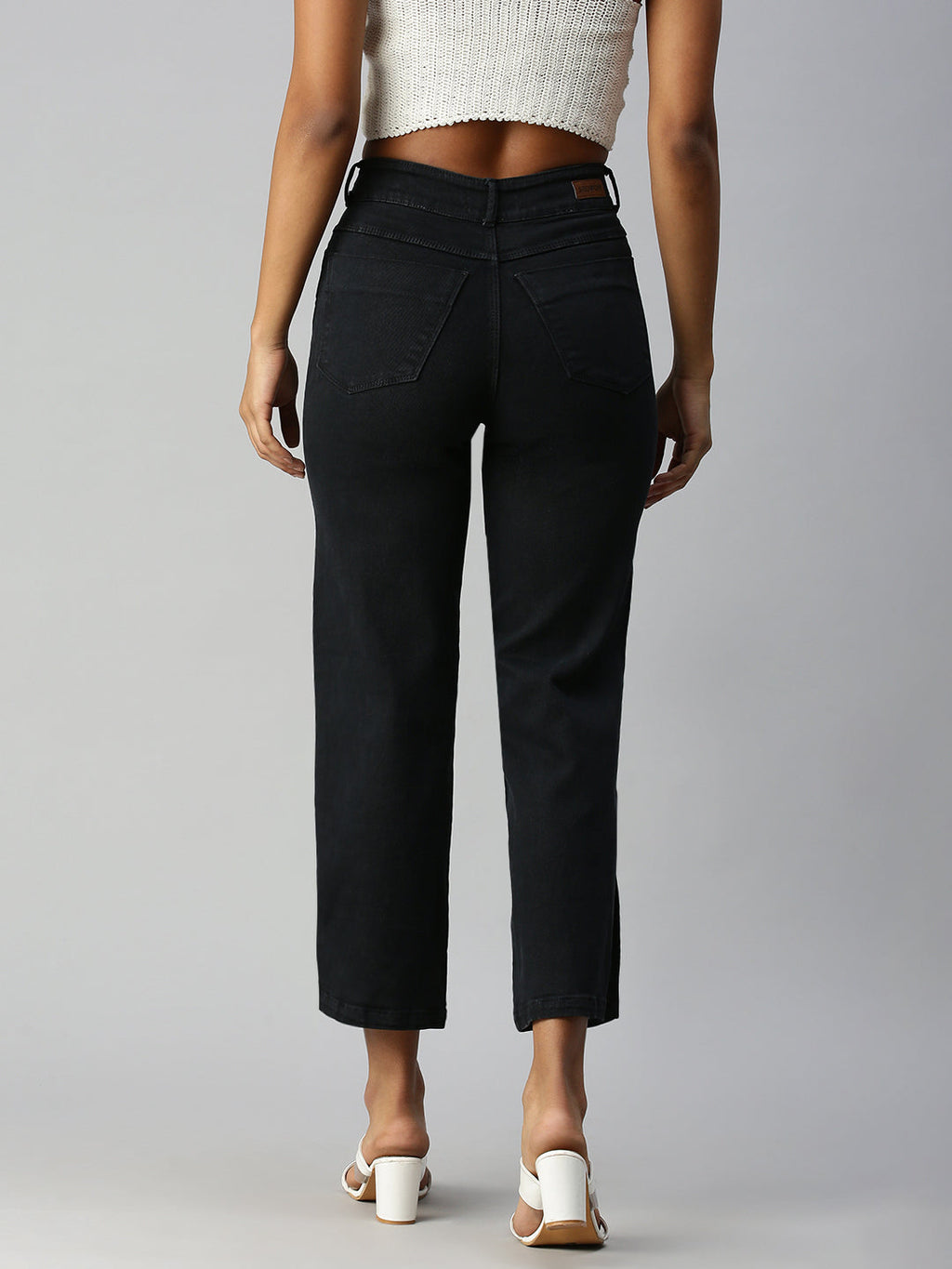 Women's Grey Wide Leg High-Rise Stretchable Jeans