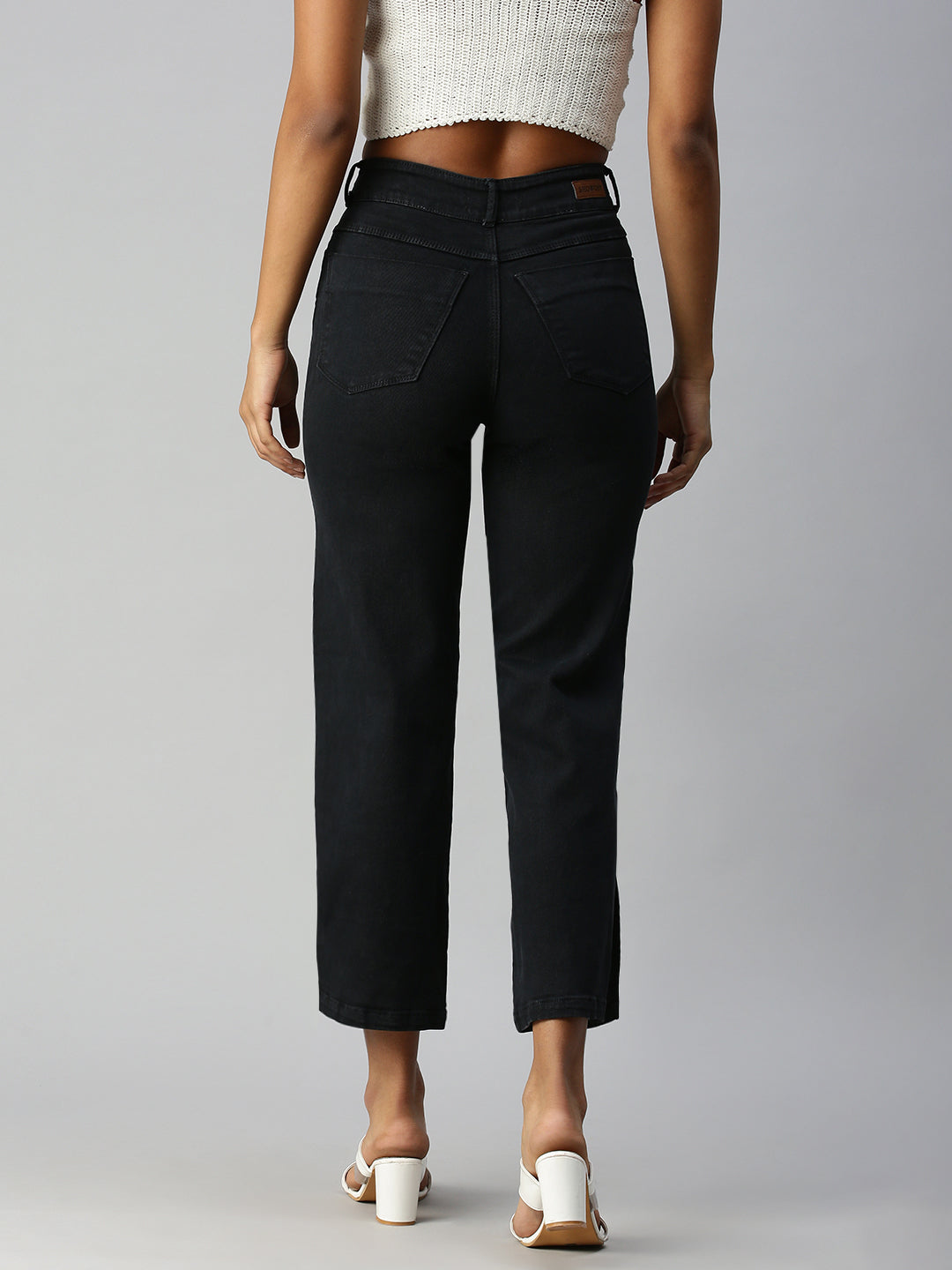 Women's Grey Wide Leg High-Rise Stretchable Jeans