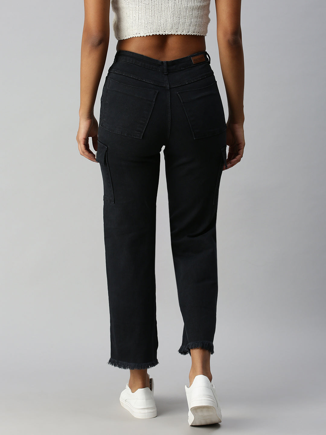 Women's Grey Wide Leg High-Rise Stretchable Jeans