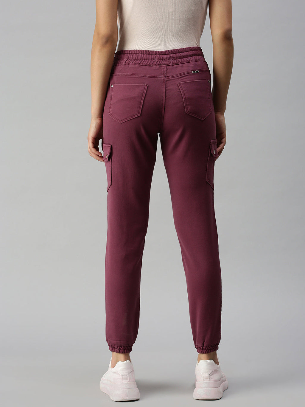 Women's Lavender Jogger High-Rise Low Distress Cuffed Hem Stretchable Denim Jeans