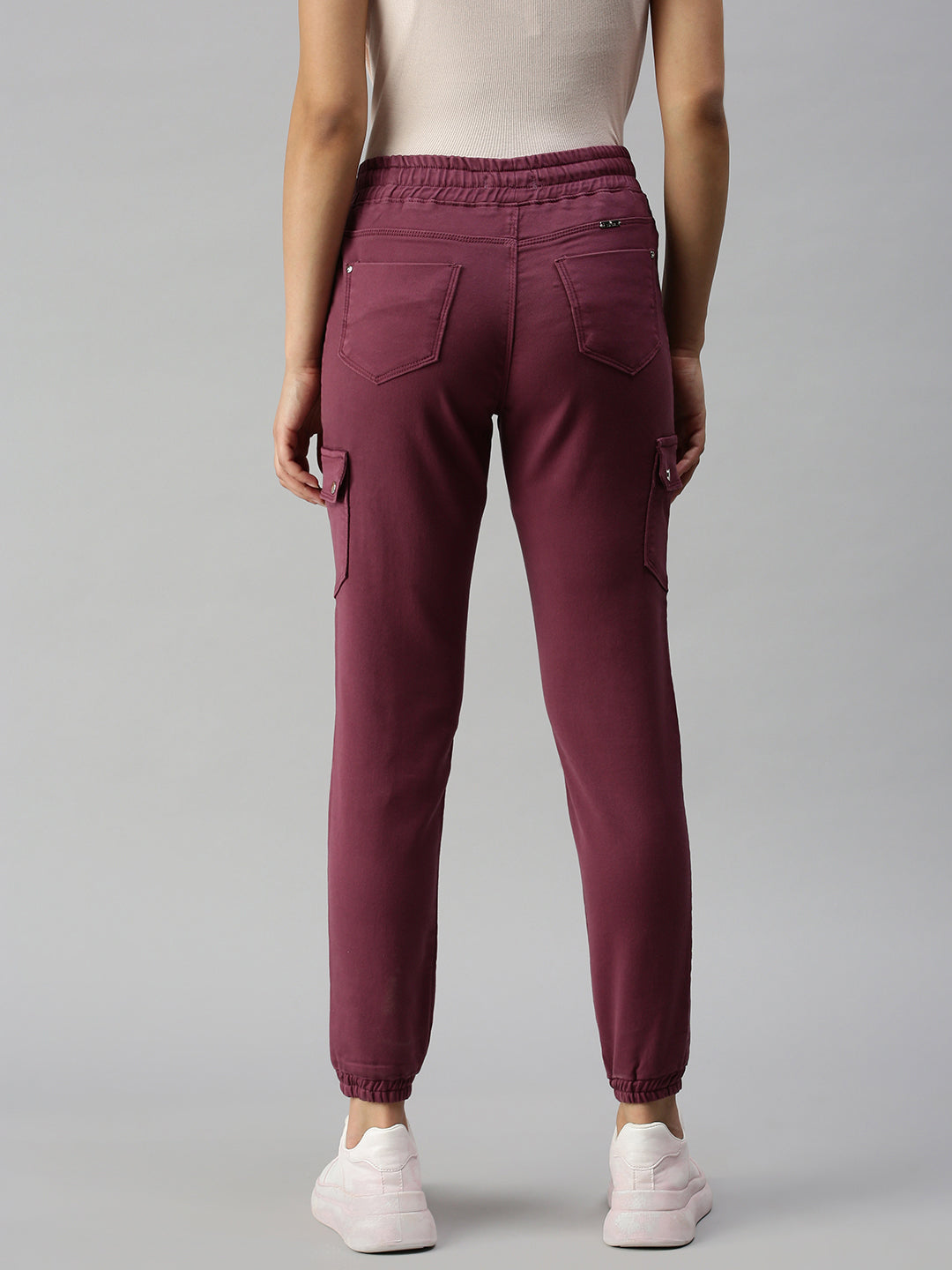 Women's Lavender Jogger High-Rise Low Distress Cuffed Hem Stretchable Denim Jeans