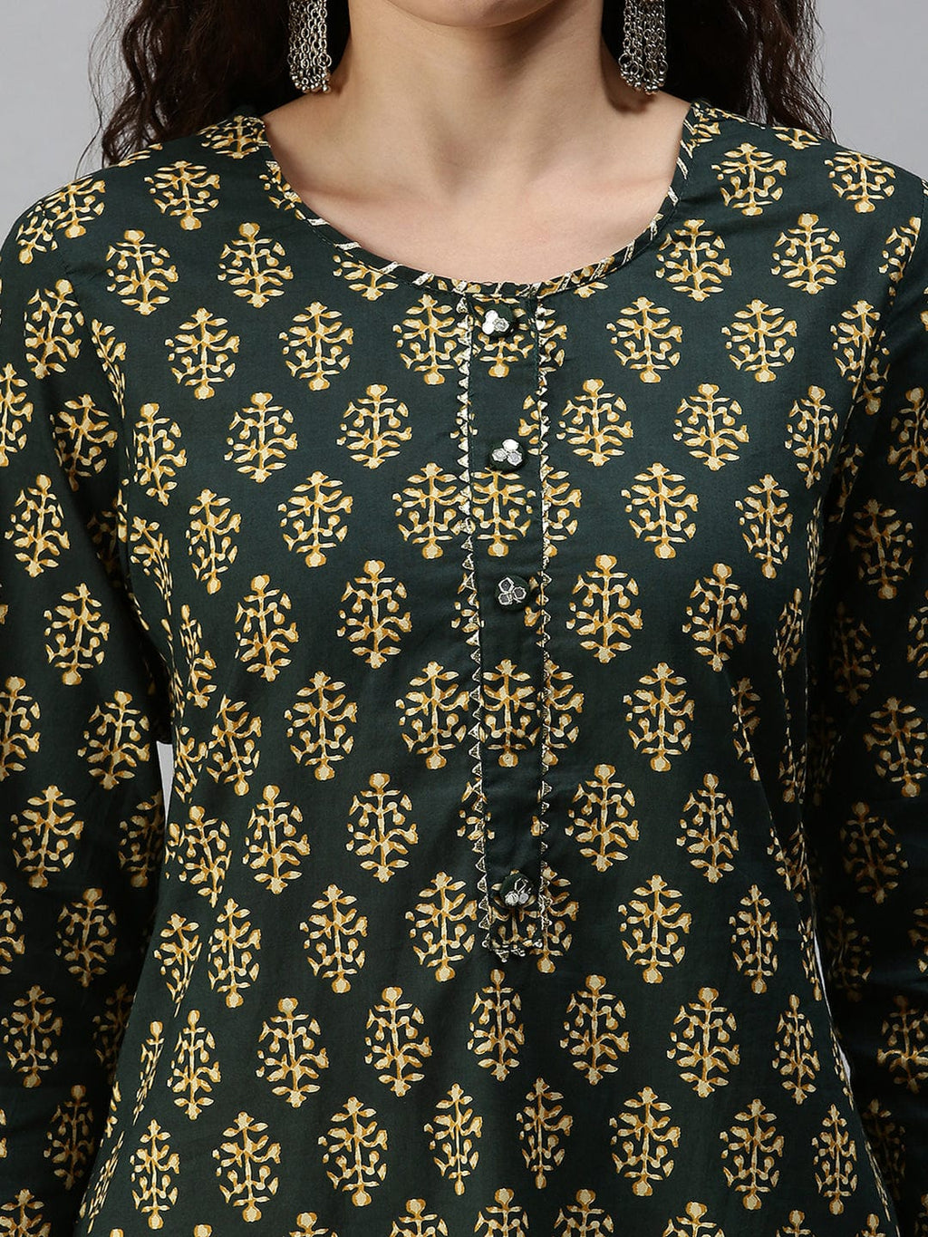 Women's Printed Green Straight Kurta