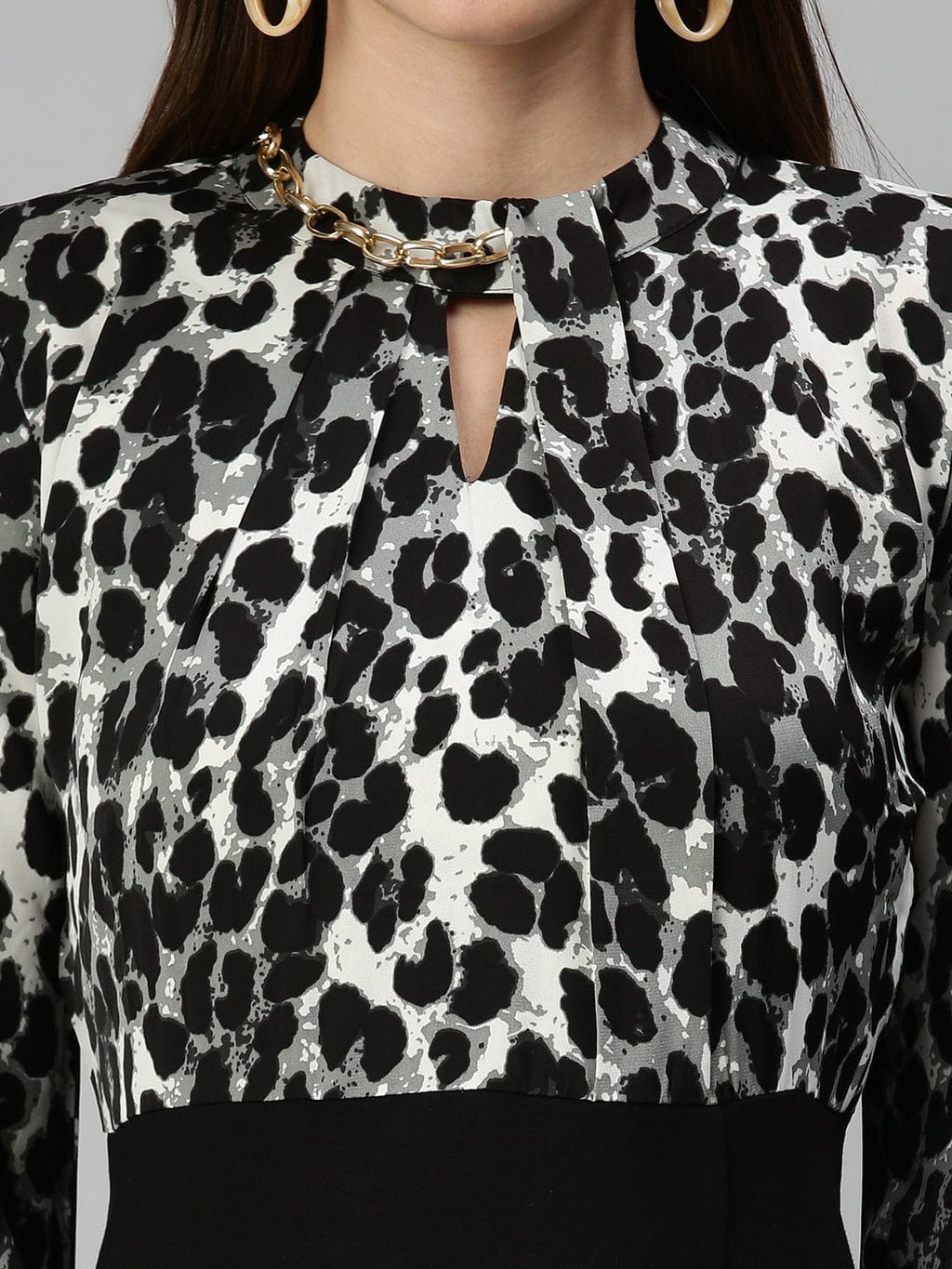 Women's Black Animal Sheath Dress