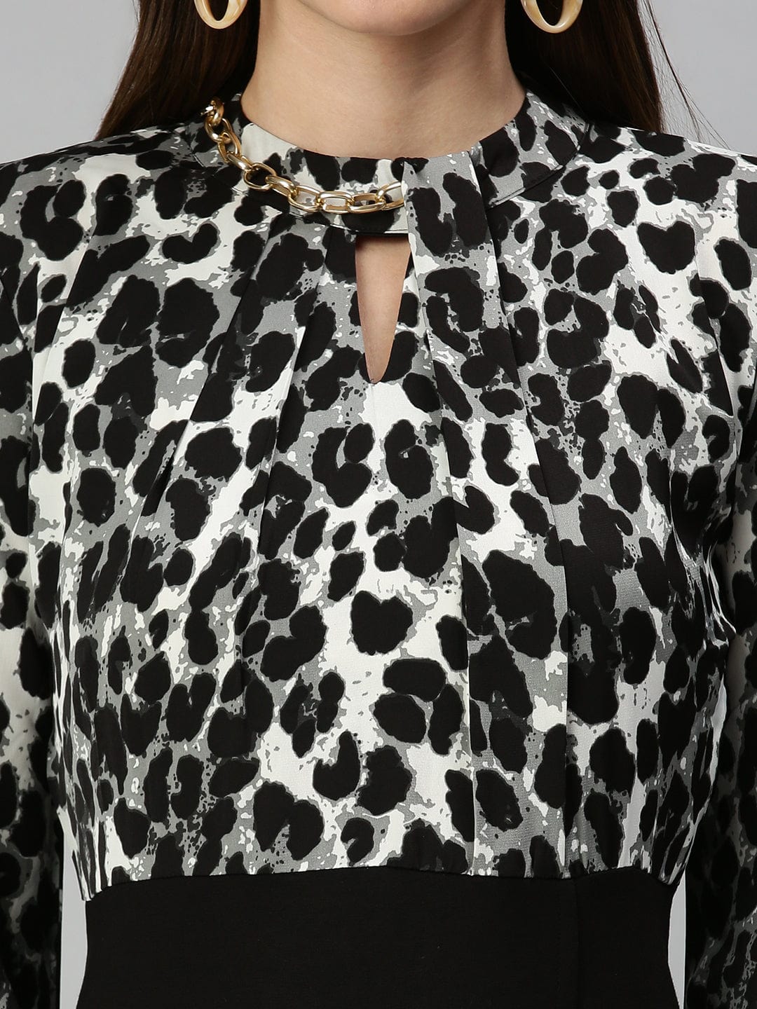 Women's Black Animal Sheath Dress