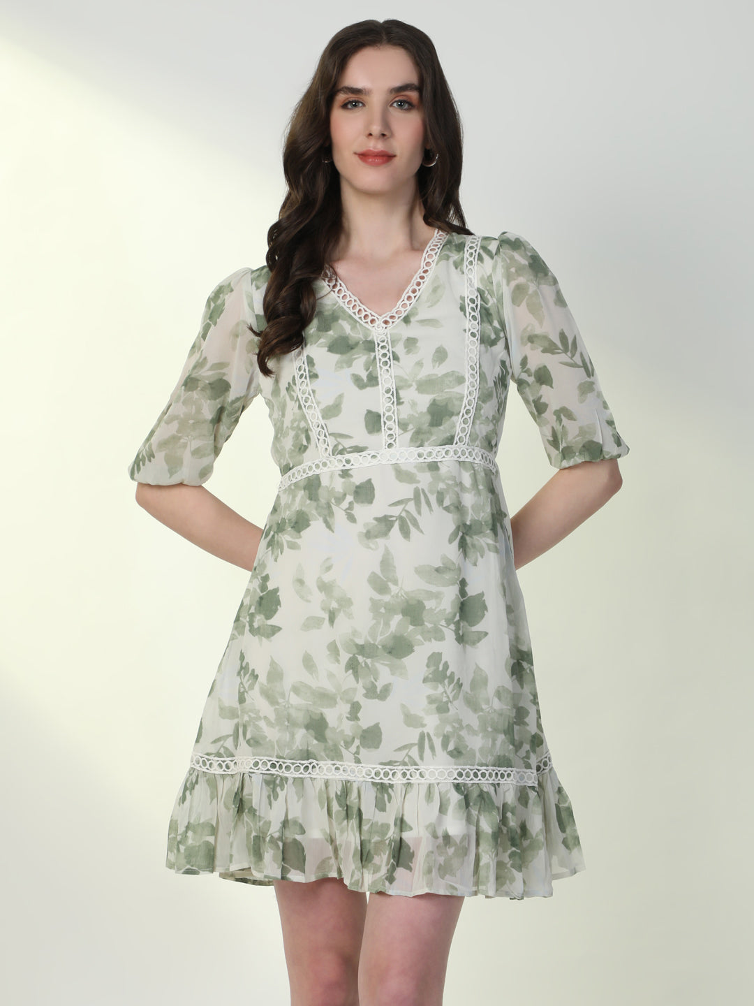Women's Floral Green A-Line Dress