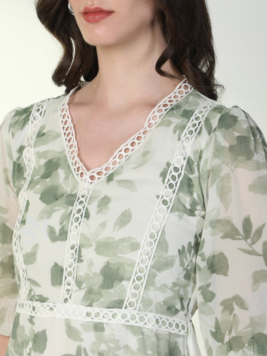 Women's Floral Green A-Line Dress