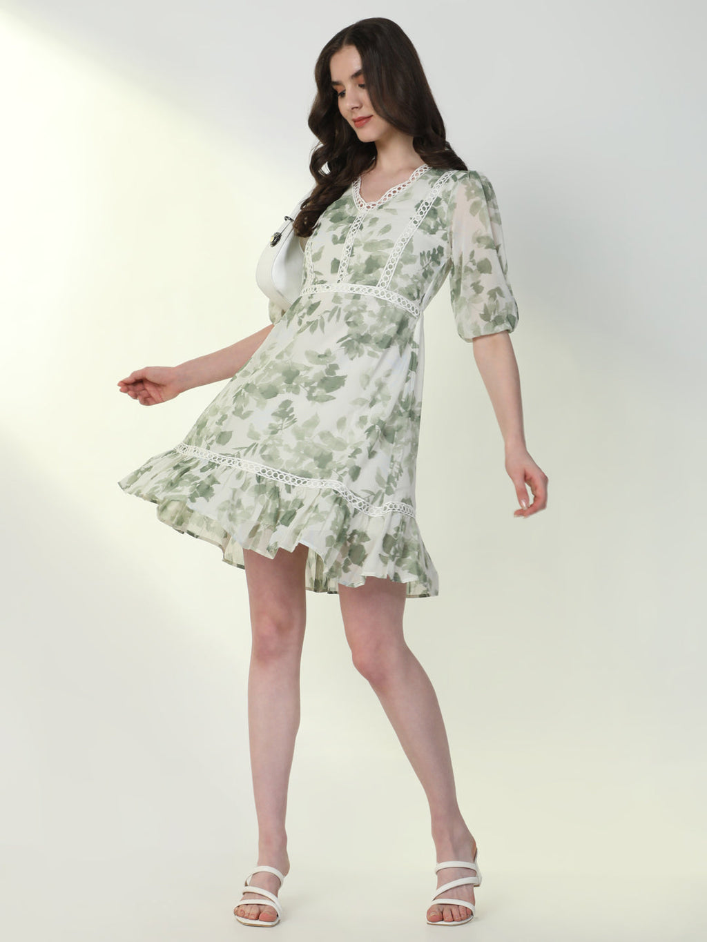 Women's Floral Green A-Line Dress