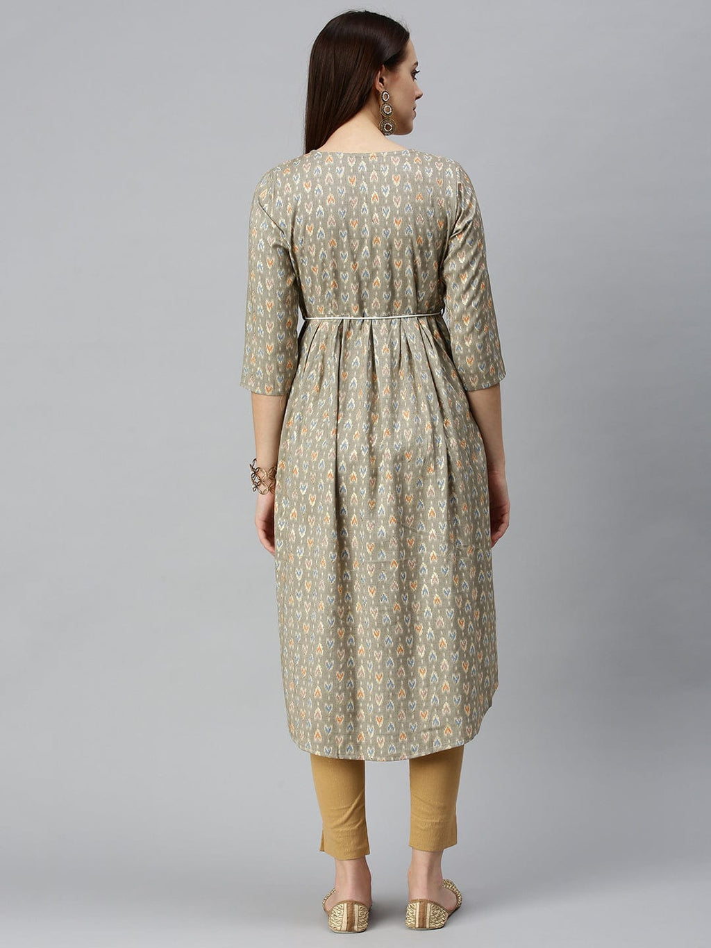 Women's Printed Brown A-Line Kurta