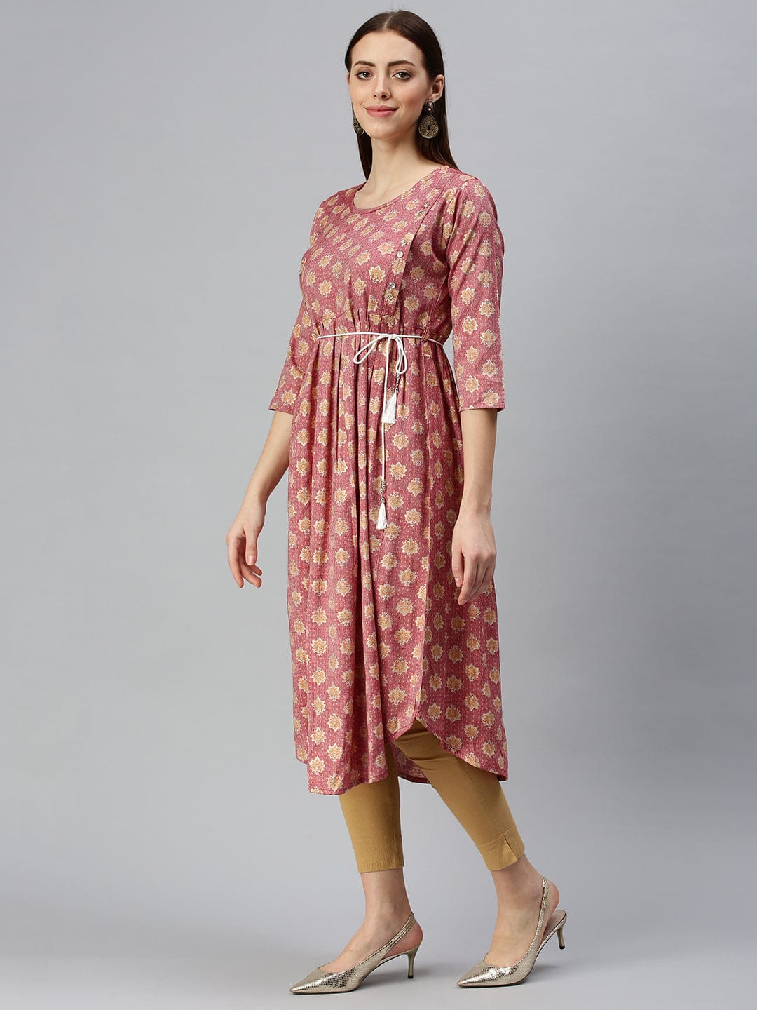 Women's Printed Rust A-Line Kurta