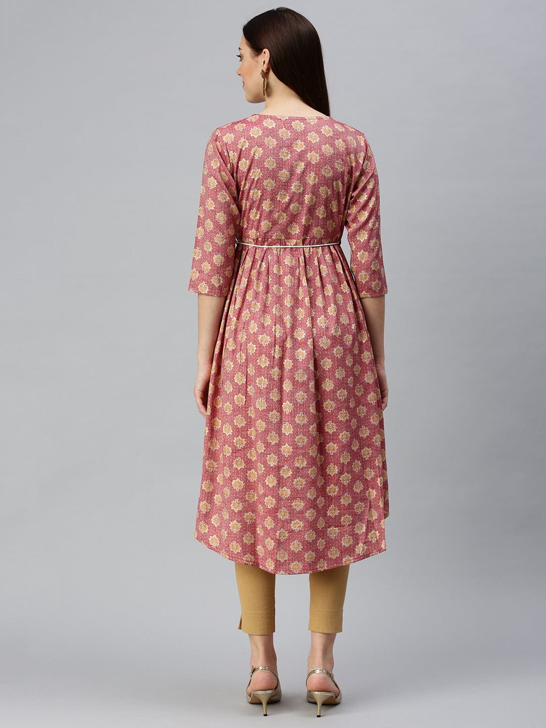 Women's Printed Rust A-Line Kurta