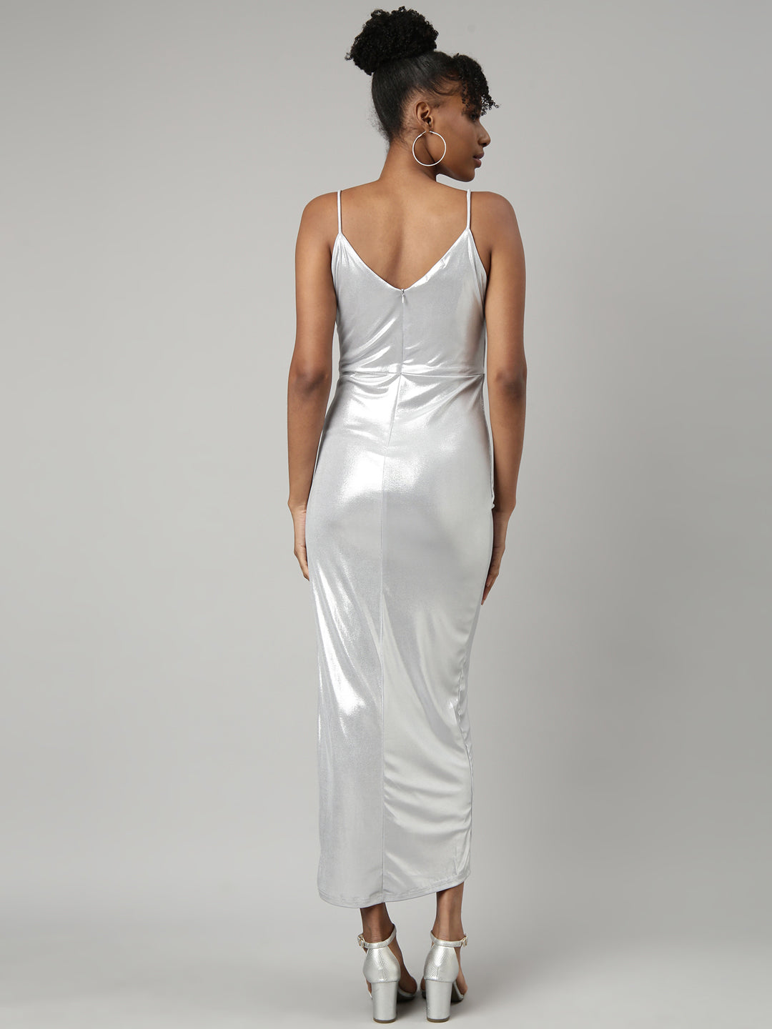 Women's Grey Maxi Sheath Party Wear Dress