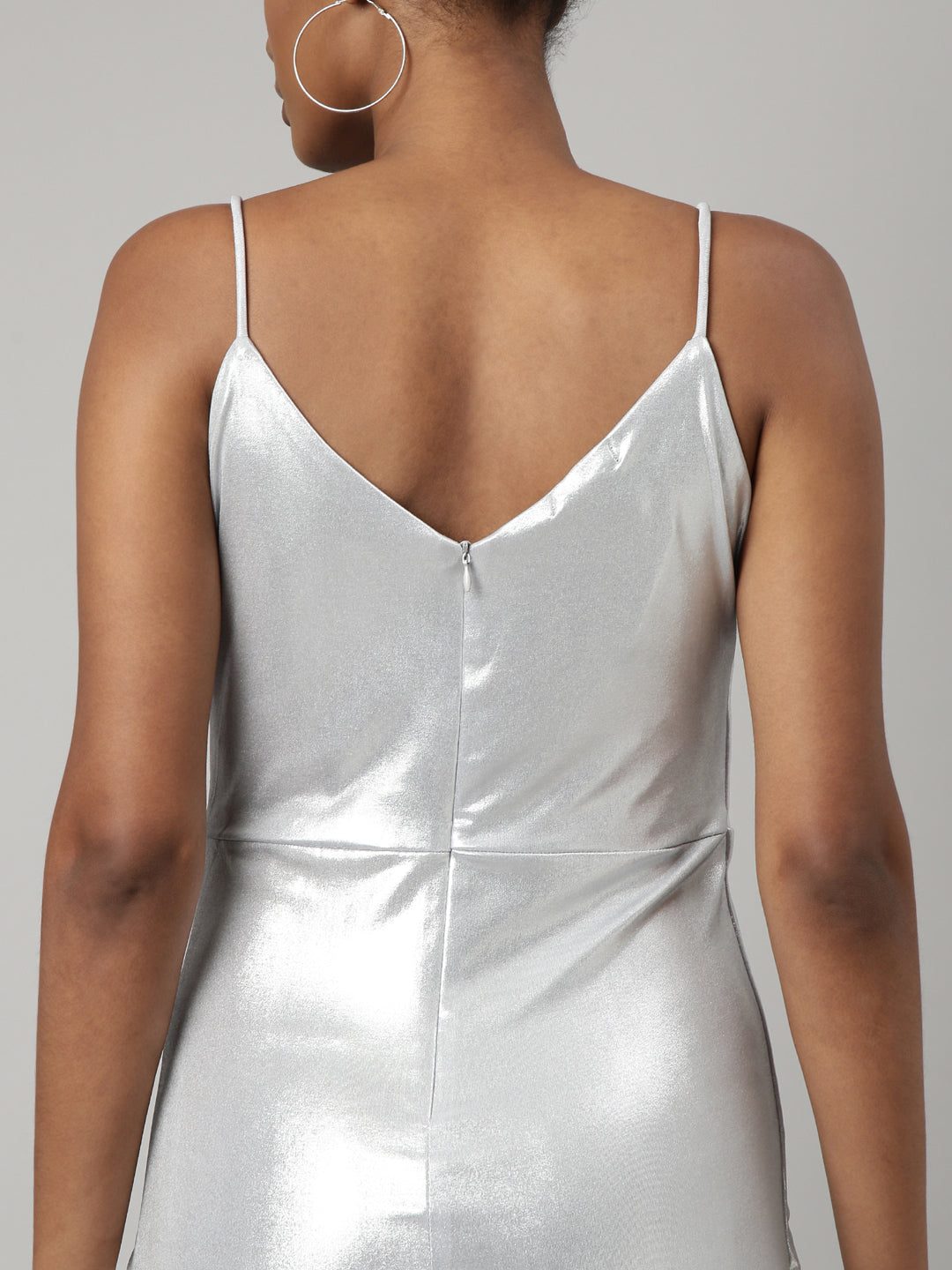 Women's Grey Maxi Sheath Party Wear Dress